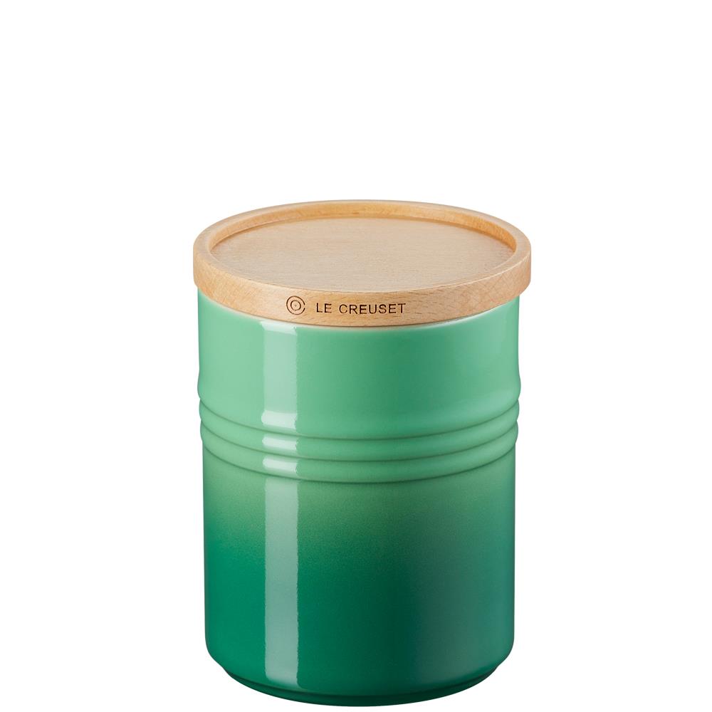 Le Creuset Bamboo Green Stoneware Medium Storage Jar with Wooden Lid